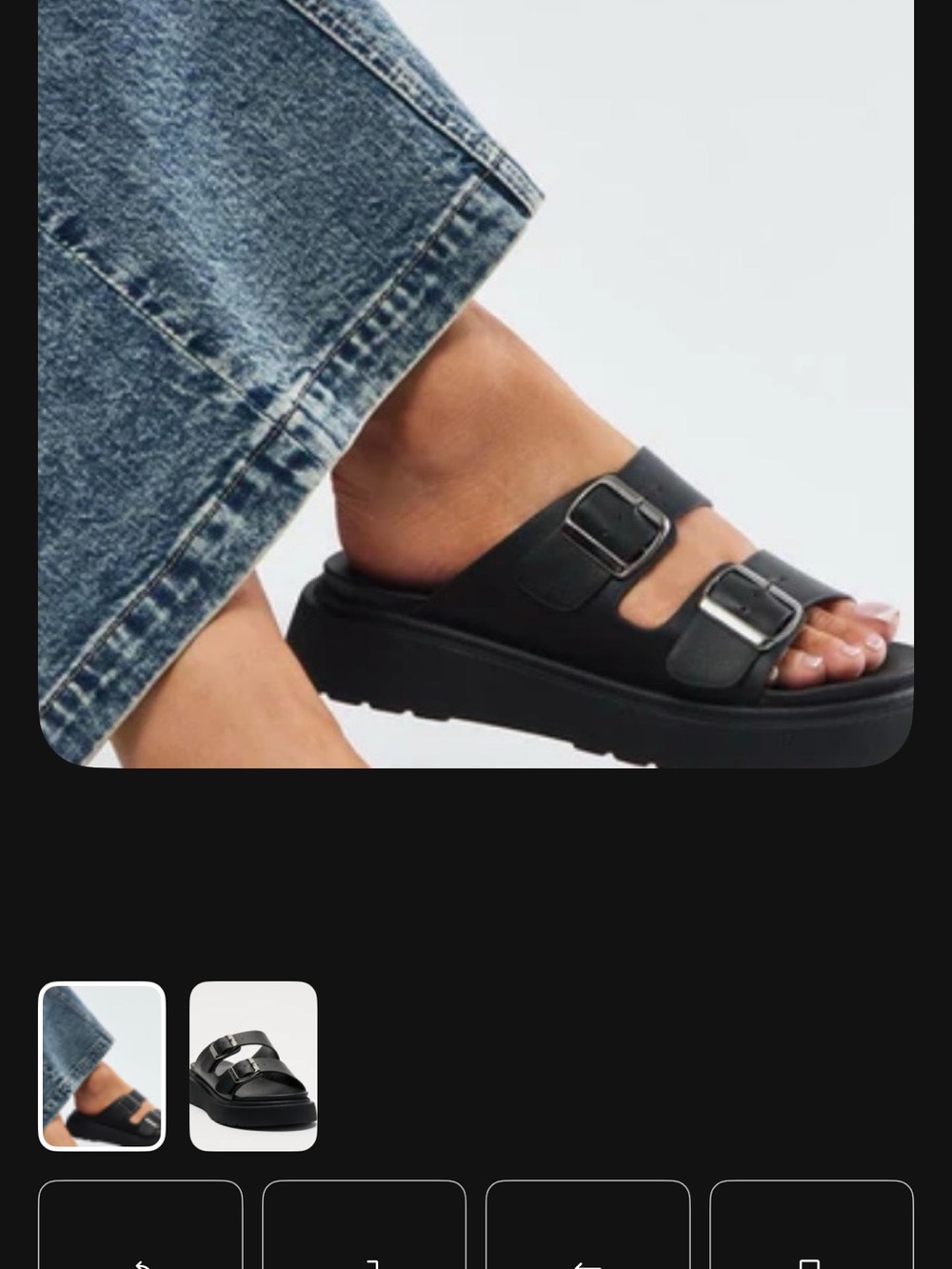 Black Double-Buckle Platform Slide Sandals